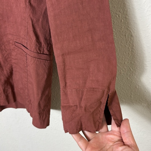 Eileen Fisher Linen Blend Button Down Shirt Jacket Rusty Brown Size М - Picture 6 of 9
